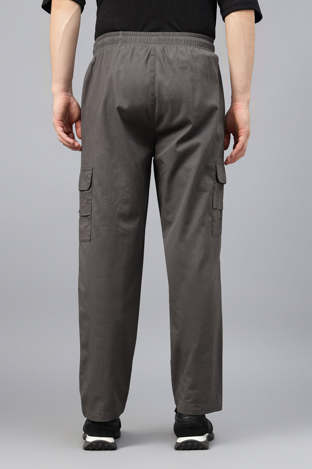 Grey Pure Cotton Baggy Fit 4 Pocket Cargo