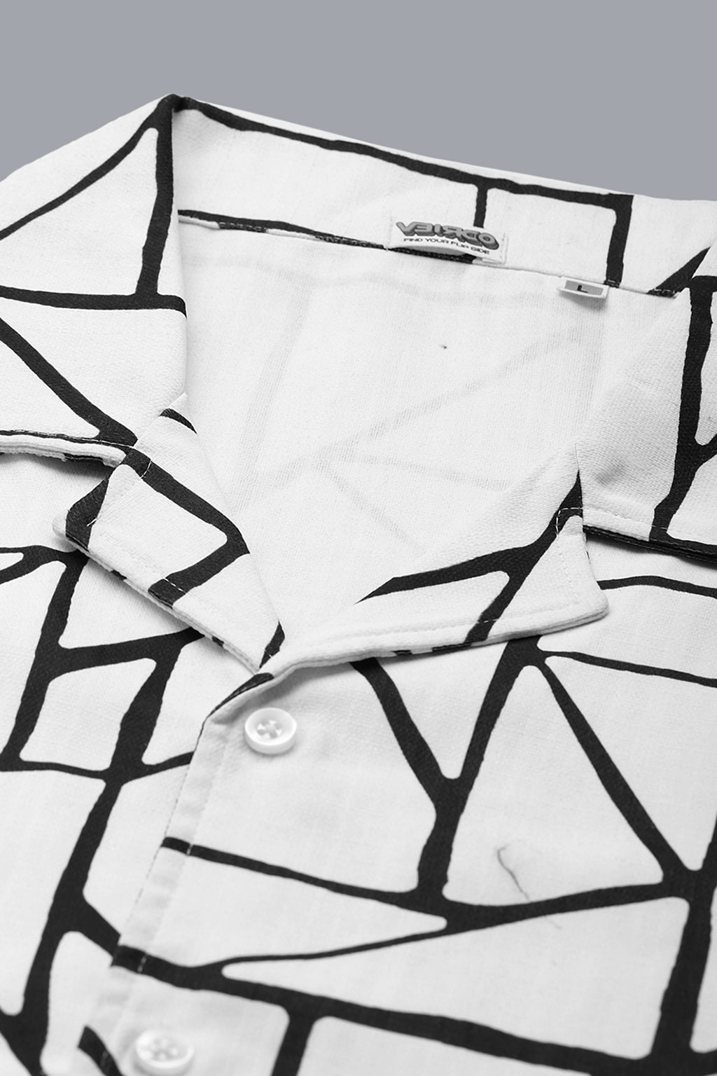 White Camp Collar Printed Oversized Exclusive Shirt