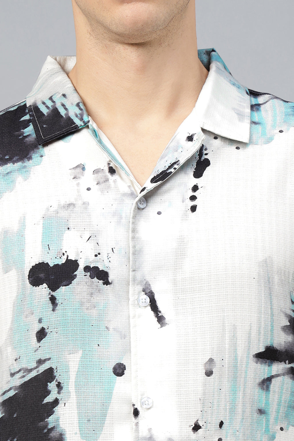 Green Camp Collar Printed Oversized Exclusive Shirt