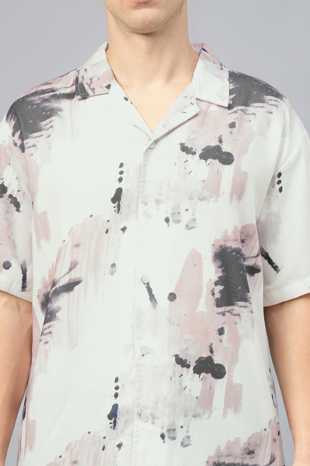 Mauve Camp Collar Printed Oversized Exclusive Shirt
