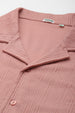 Peach Textured Plain Oversized Exclusive Shirt