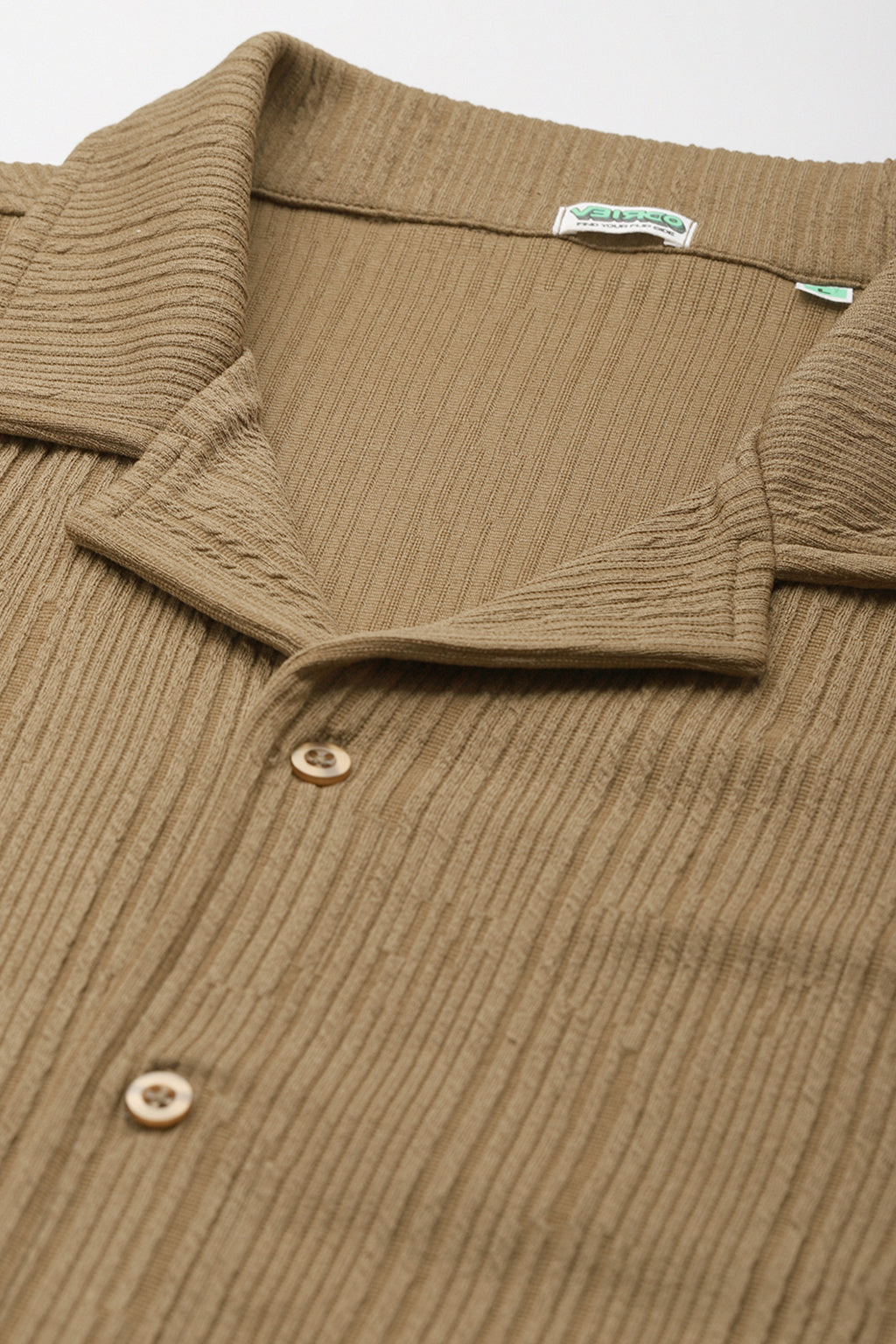 Khaki Textured Plain Oversized Exclusive Shirt