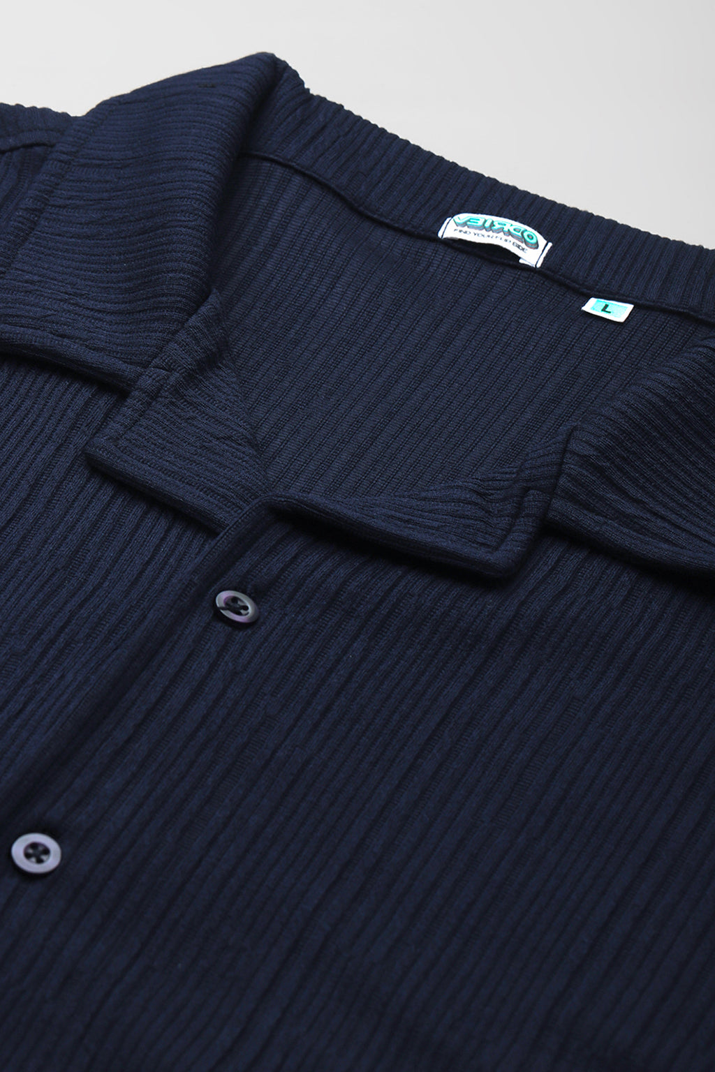 Navy Textured Plain Oversized Exclusive Shirt