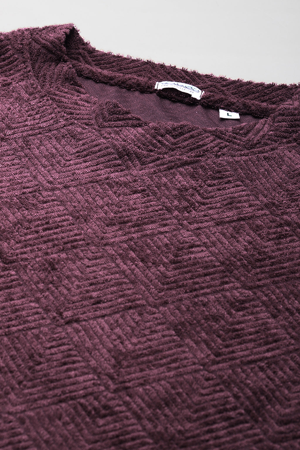 Maroon Jacquard Plain Oversized Exclusive T-shirt