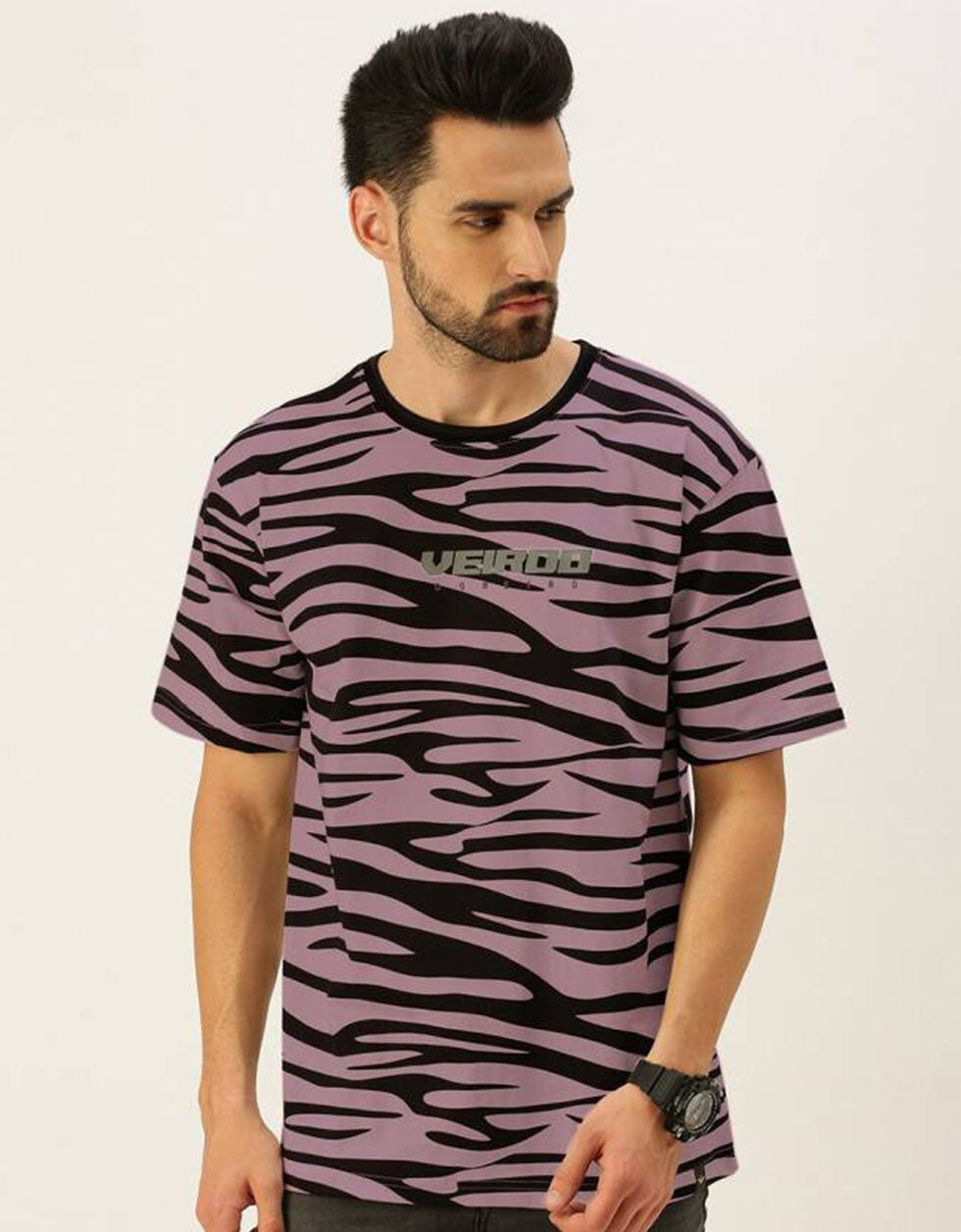 Zebra Lilac Oversized All Over Animal Print T-shirt