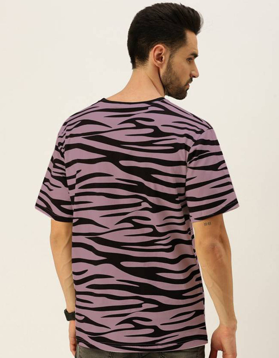 Zebra Lilac Oversized All Over Animal Print T-shirt