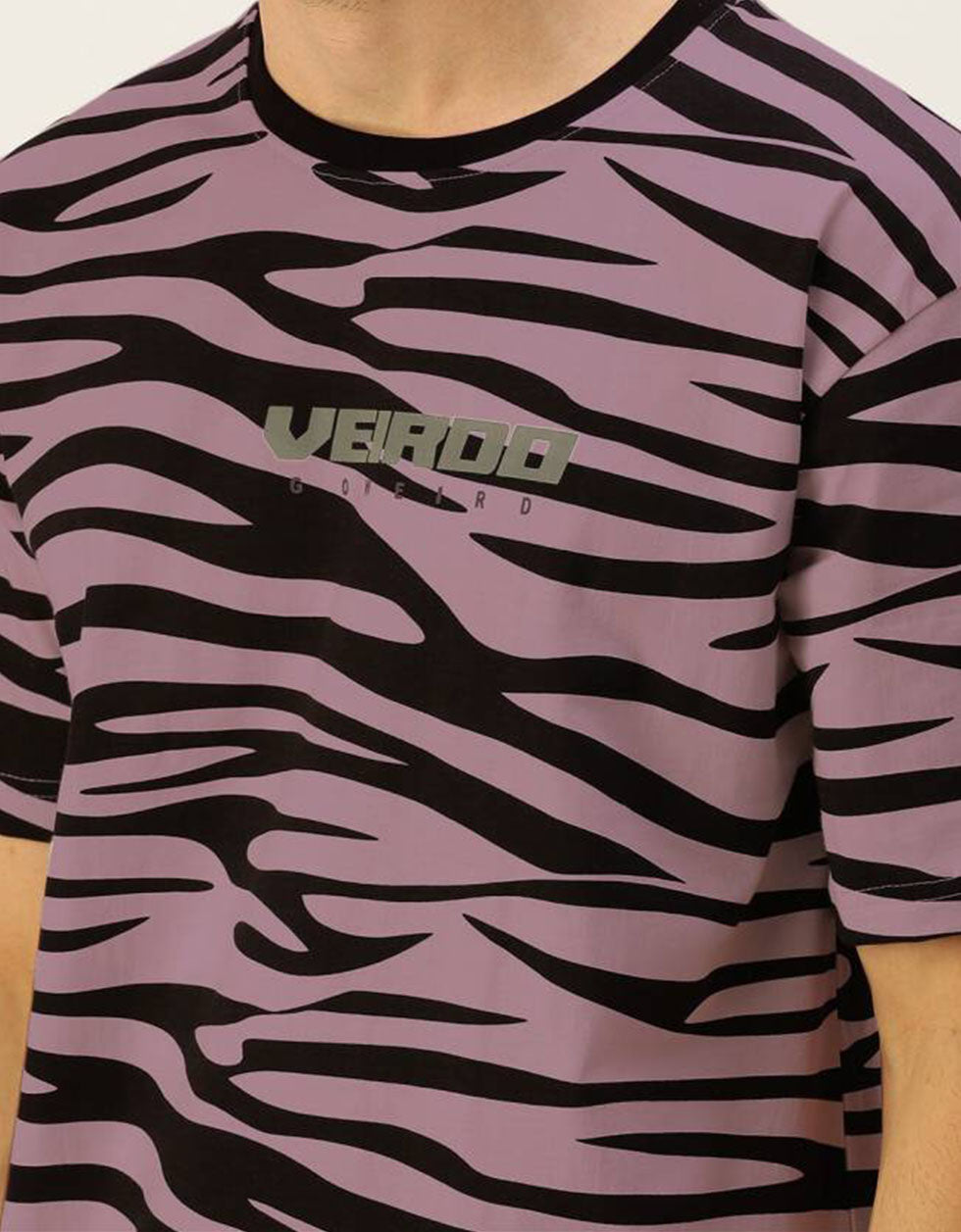 Zebra Lilac Oversized All Over Animal Print T-shirt