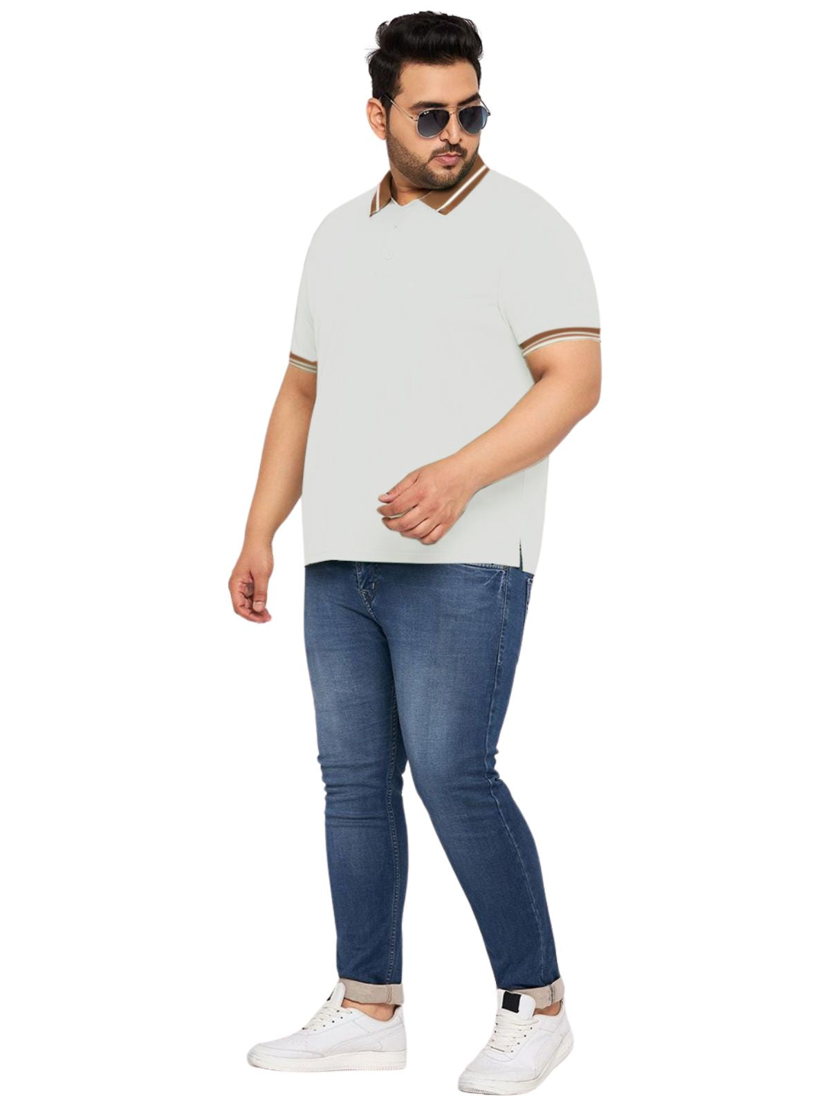 White Plus Size Polo T-shirt