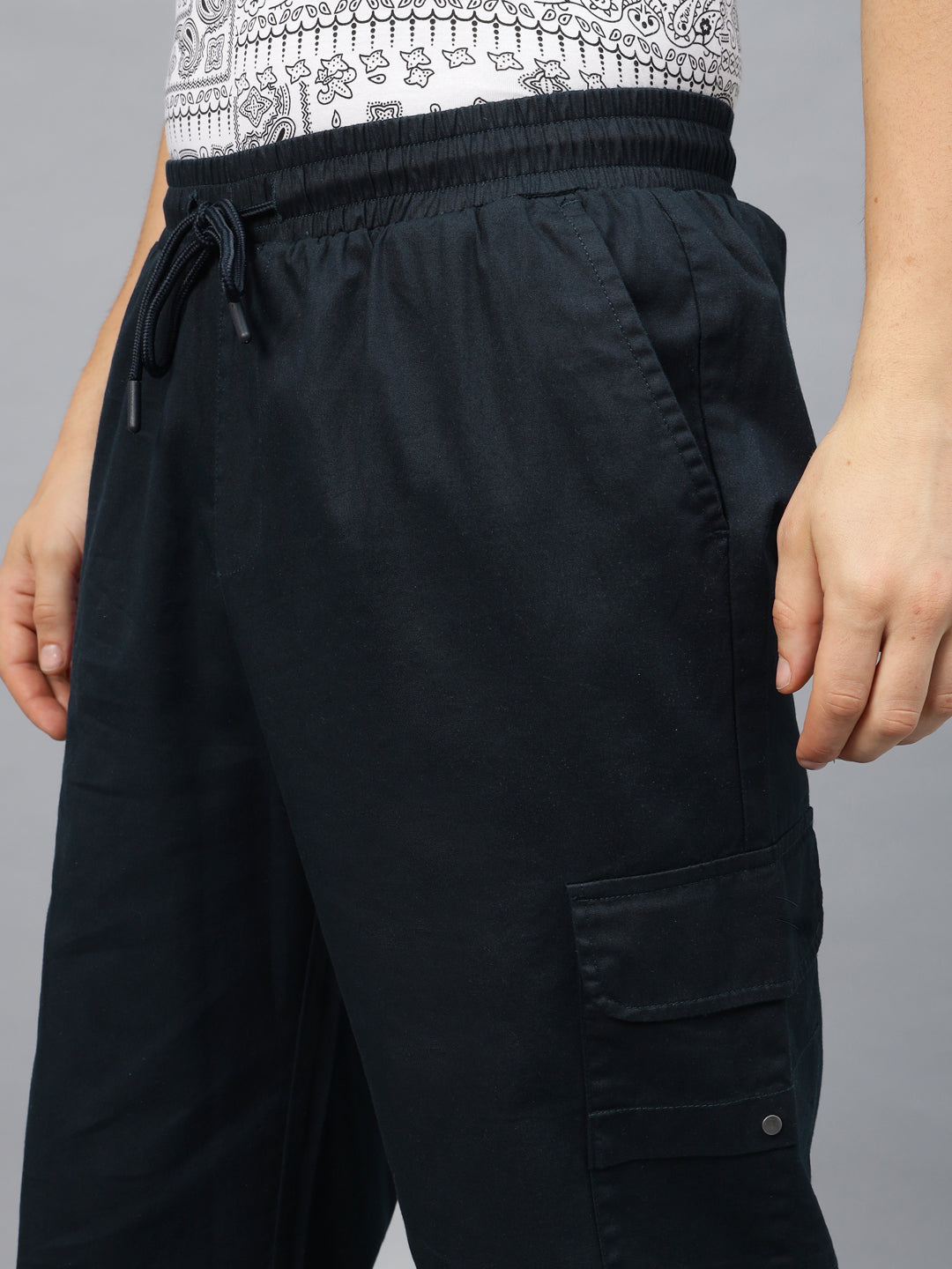 Navy Pure Cotton Baggy Fit 4 Pocket Cargo