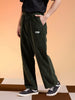 Olive Lining Pattern Plain Corduroy Pants