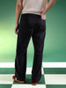 Black Lining Pattern Plain Corduroy Pants