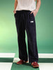 Black Lining Pattern Plain Corduroy Pants