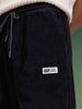 Black Lining Pattern Plain Corduroy Pants