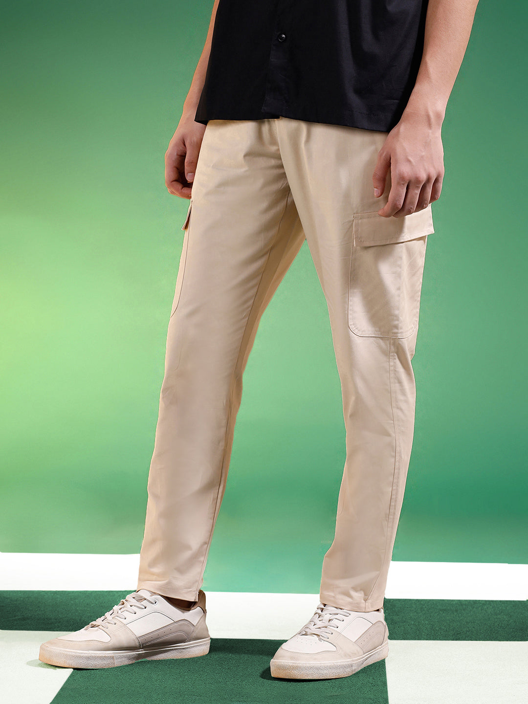 Beige Pure Woven Narrow Fit 5 Pocket Cargo