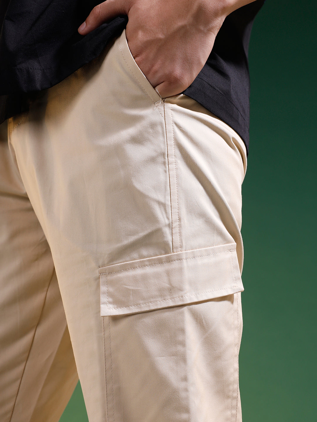 Beige Pure Woven Narrow Fit 5 Pocket Cargo