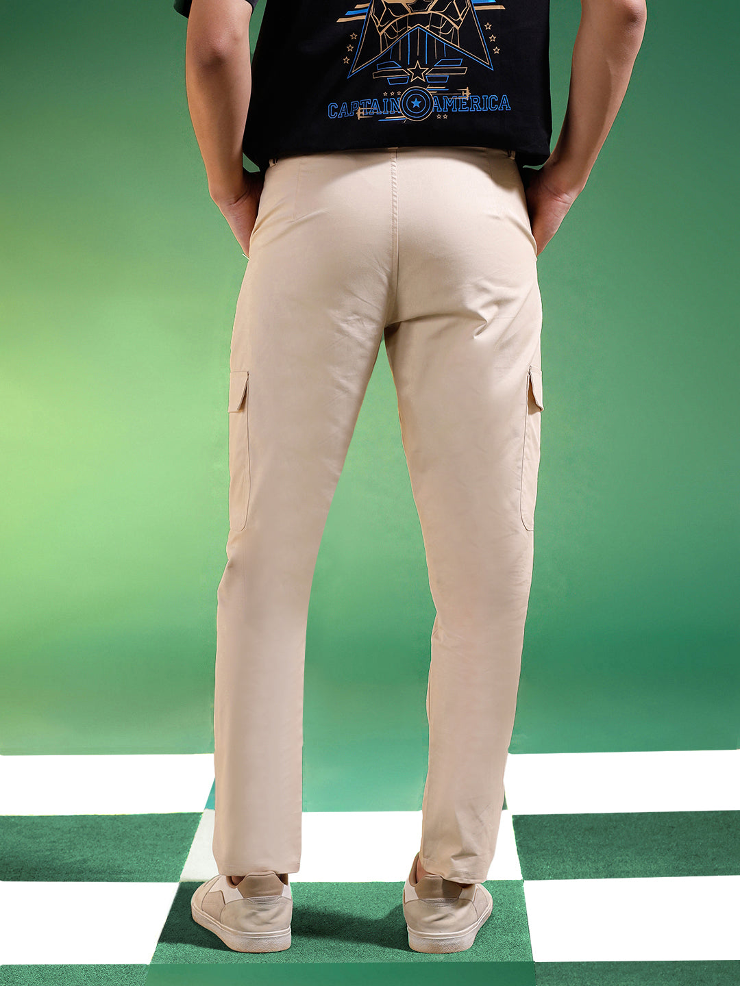 Beige Pure Woven Narrow Fit 5 Pocket Cargo