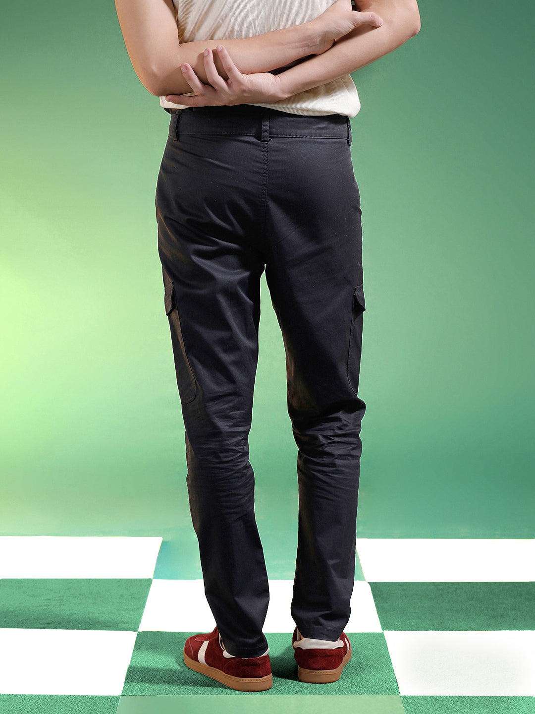 Black Pure Woven Narrow Fit 5 Pocket Cargo