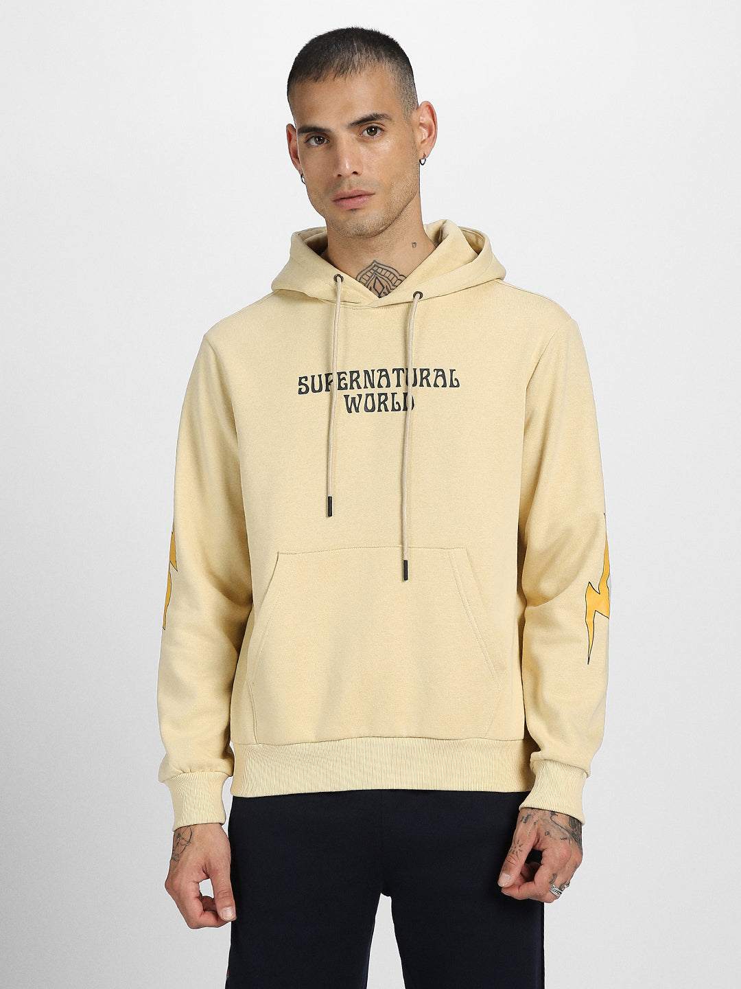 Beige Fantasy: Stylish Men's Illusions Regular Fit Hoodie