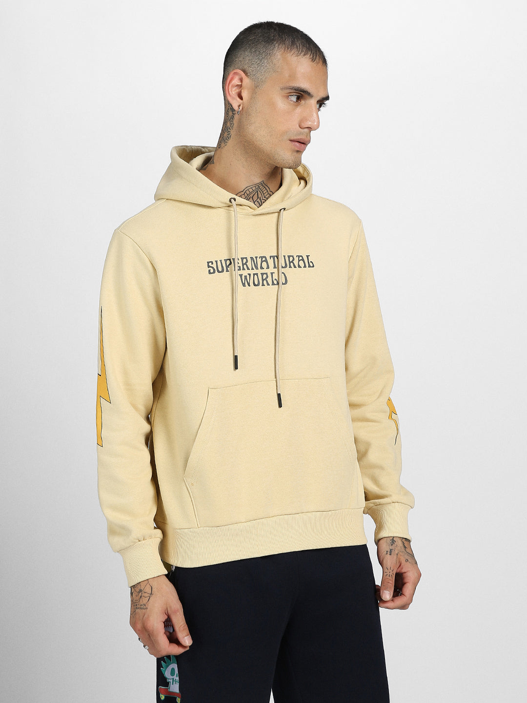 Beige Fantasy: Stylish Men's Illusions Regular Fit Hoodie