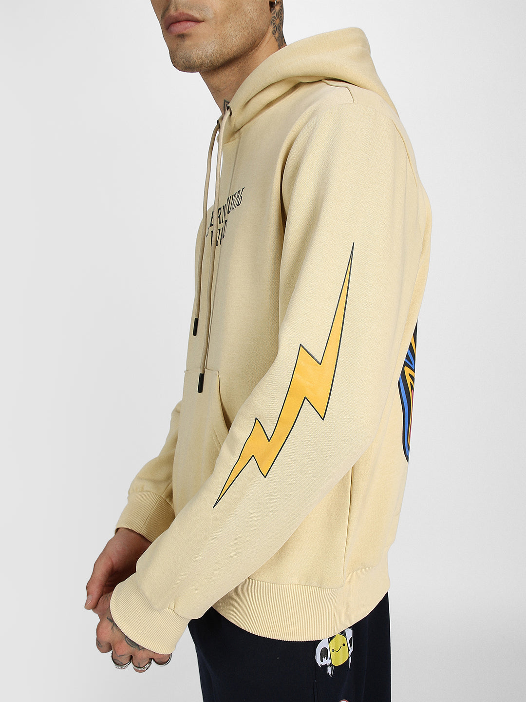 Beige Fantasy: Stylish Men's Illusions Regular Fit Hoodie