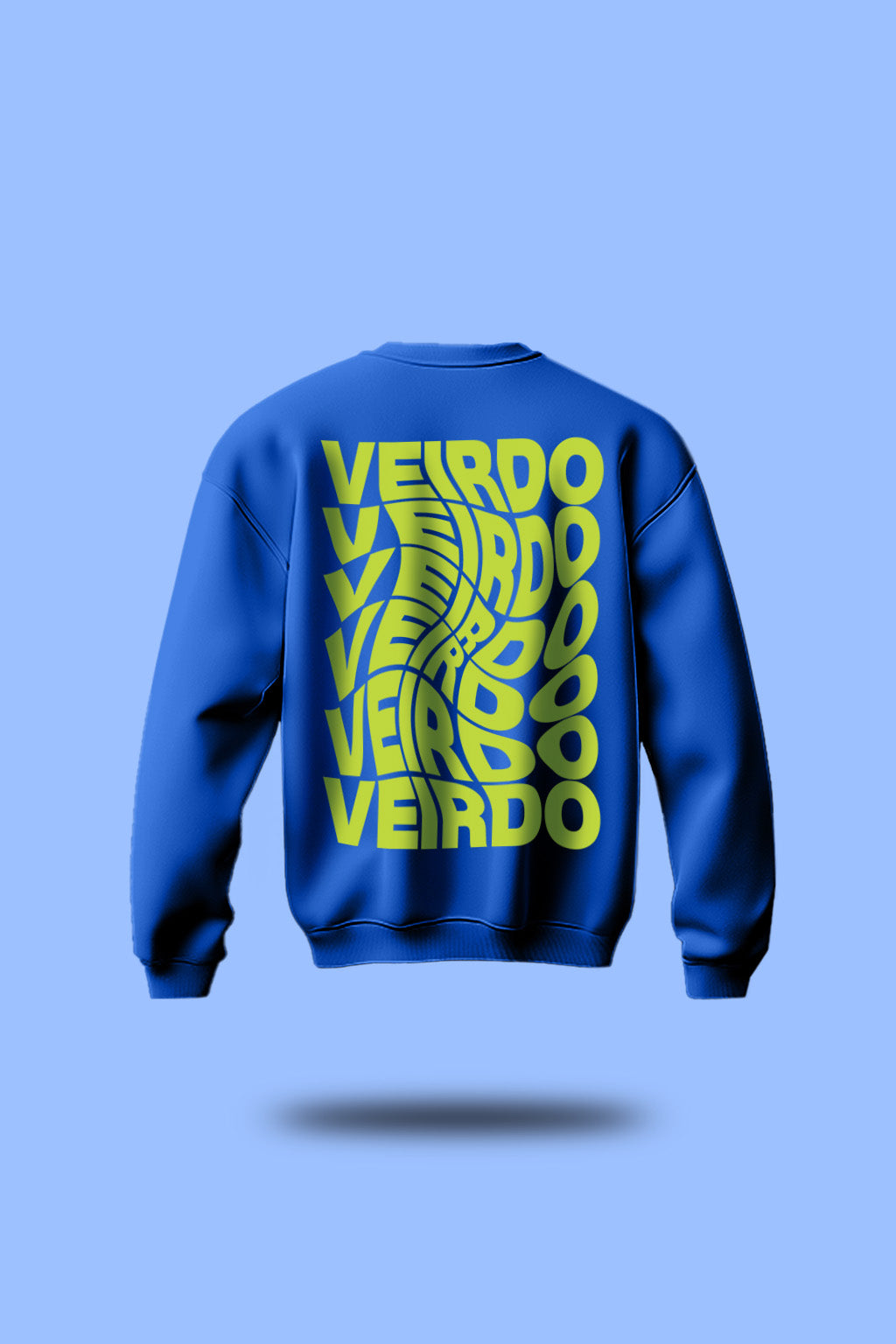 Veirdo Blue Oversized Back Typographic Printed Sweatshirt