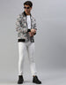 White Floral Printed Shacket for Men Veirdo