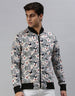 White Floral Printed Shacket for Men Veirdo