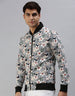 White Floral Printed Shacket for Men Veirdo
