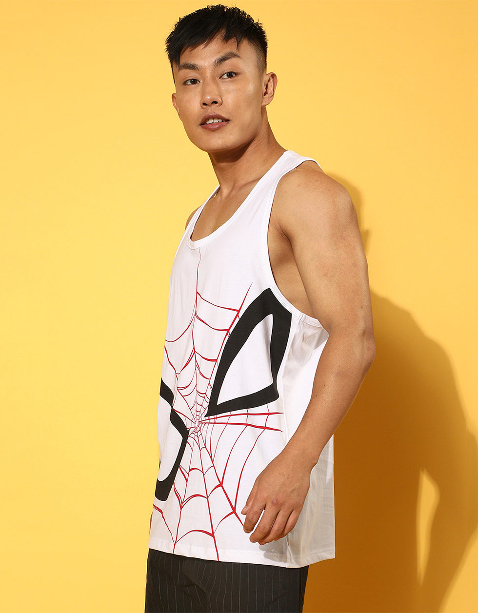 White Spiderman Graphic Printed Vest - Original Marvel Tee Veirdo