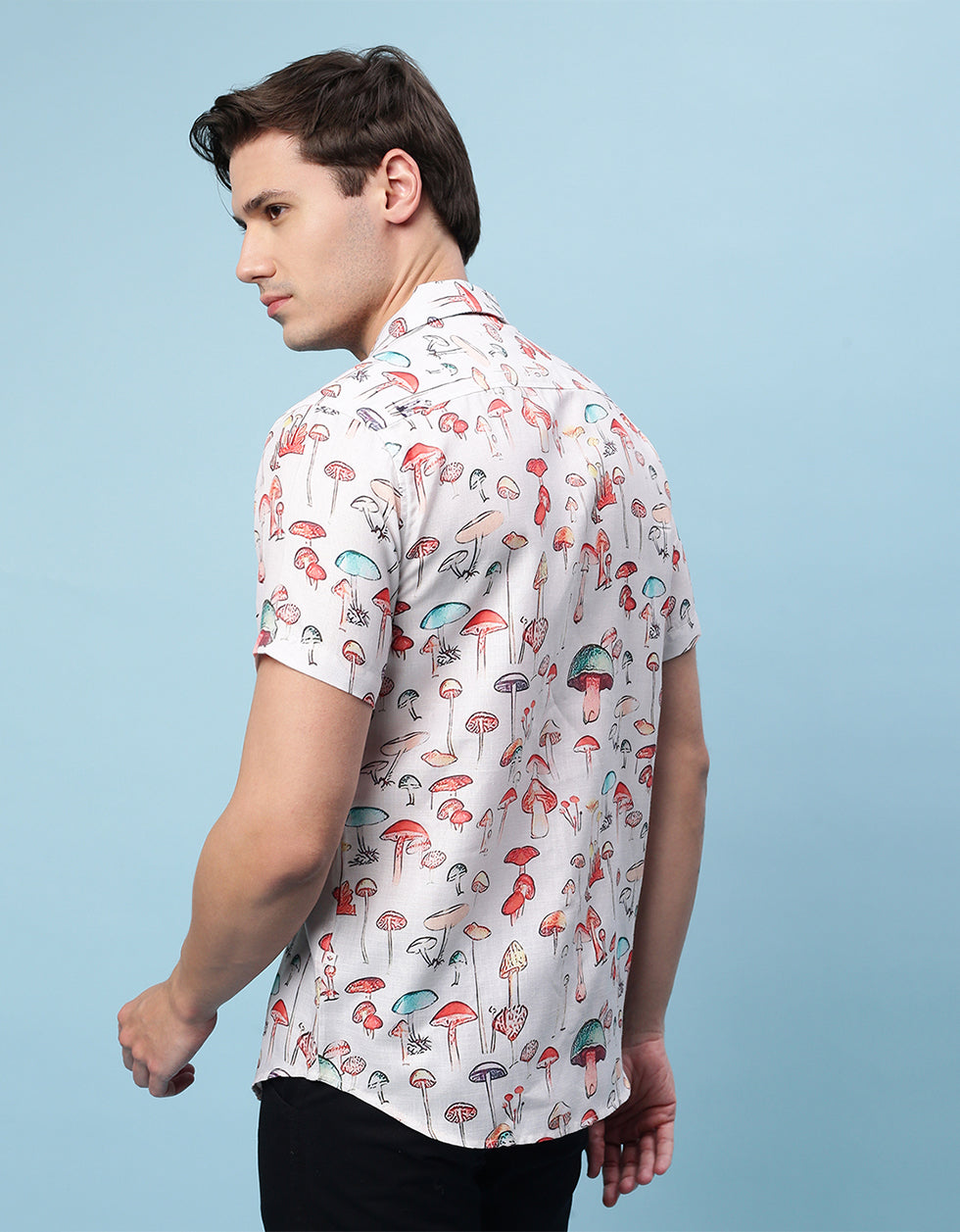 White Tropical Printed Casual Shirt Veirdo