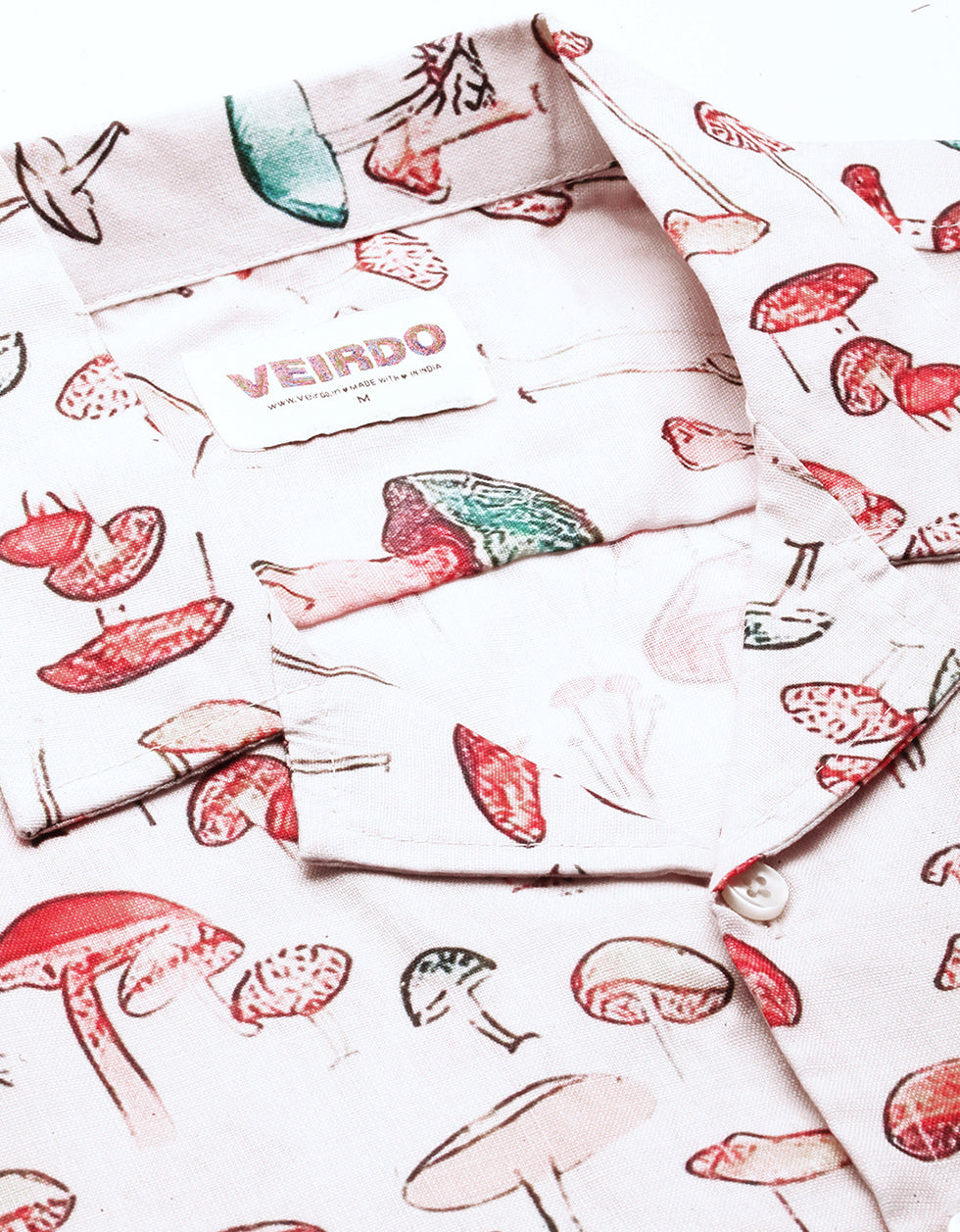 White Tropical Printed Casual Shirt Veirdo
