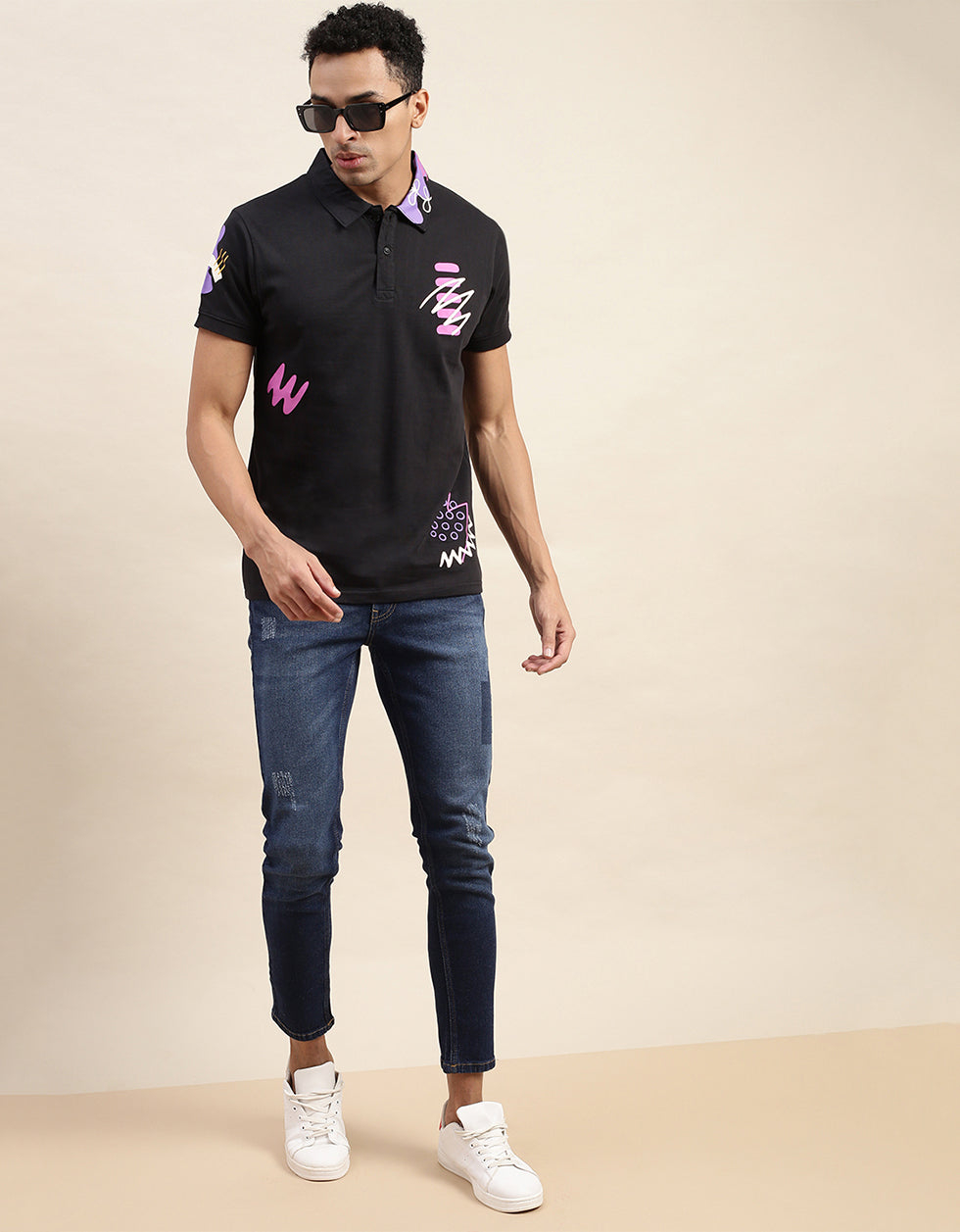 Zigzag Polo Printed T-Shirt Veirdo