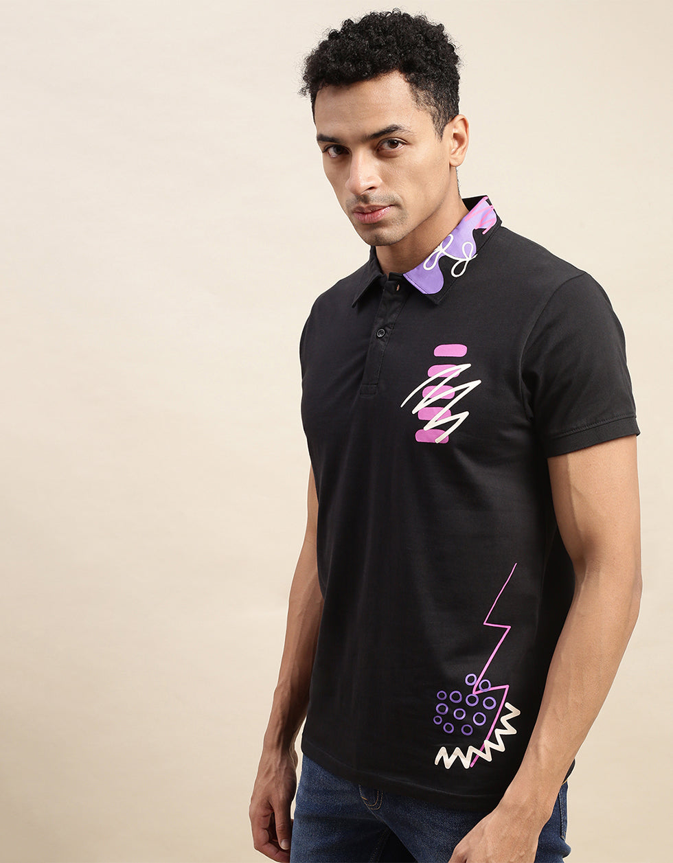 Zigzag Polo Printed T-Shirt Veirdo