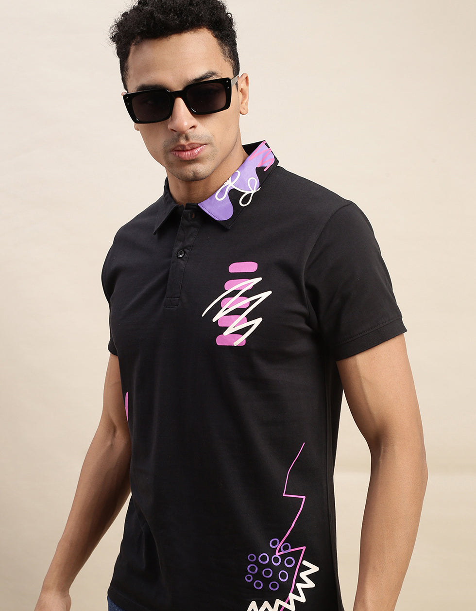Zigzag Polo Printed T-Shirt Veirdo