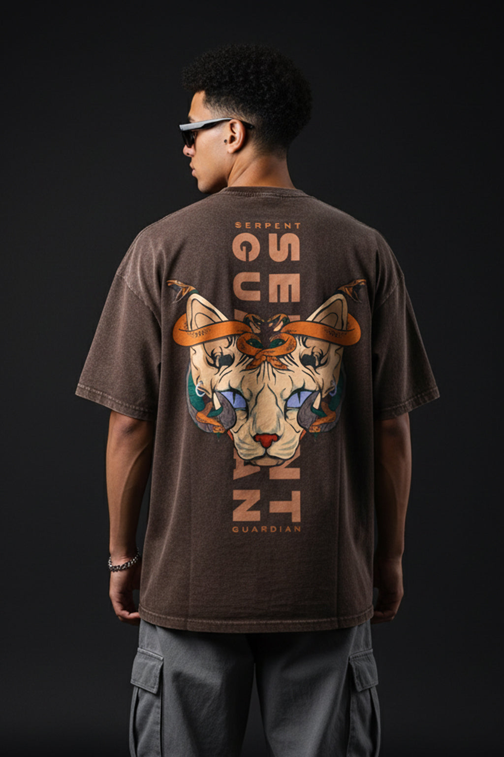 Devil Horn Oversized Acid Washed Graphic Back Printed Exclusive T-shirt