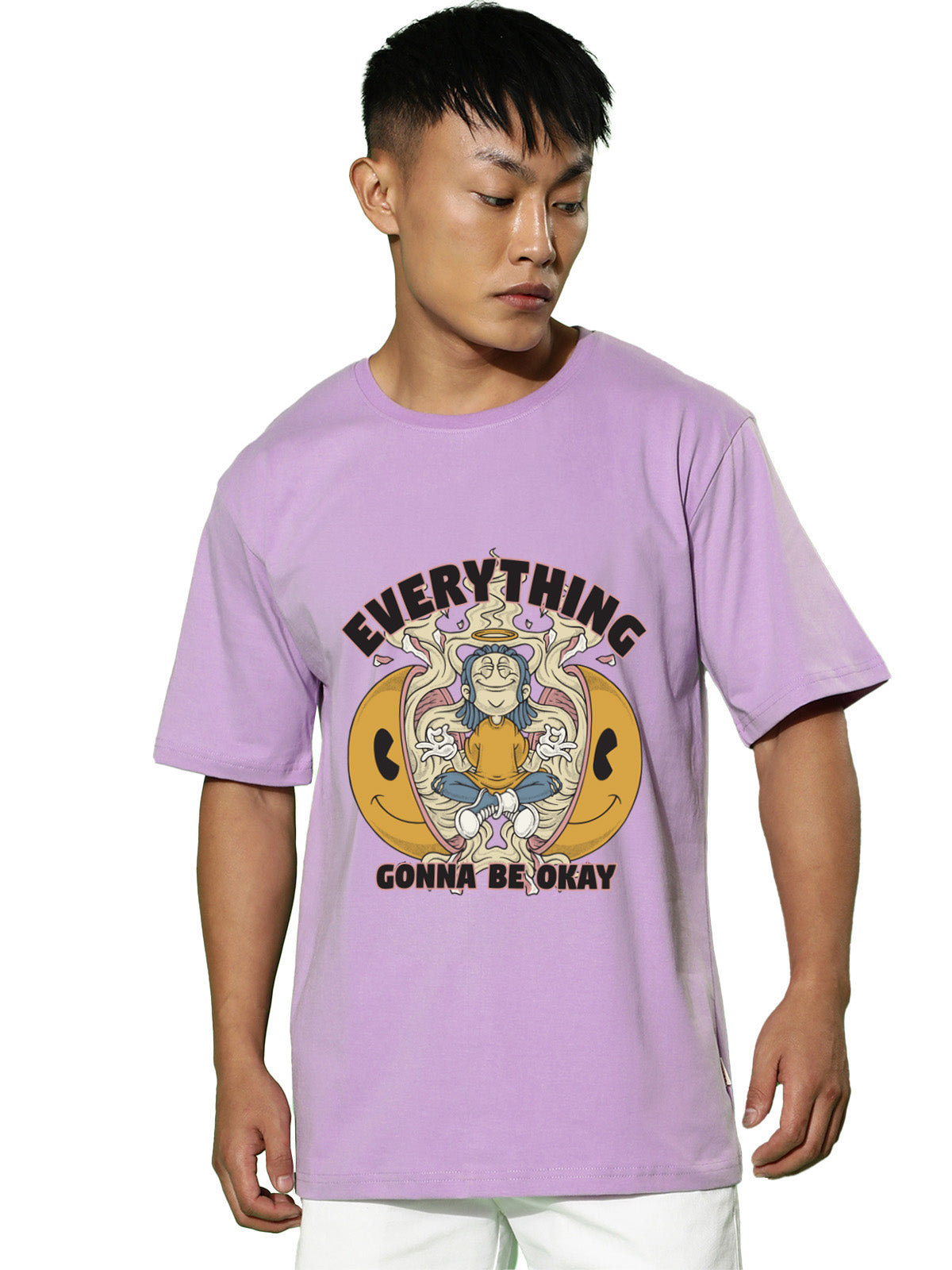 Everything Gonna Be Okay Lilac Oversized Printed T-shirt