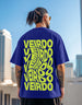 Veirdo Blue Oversized Back Graphic Printed T-shirt