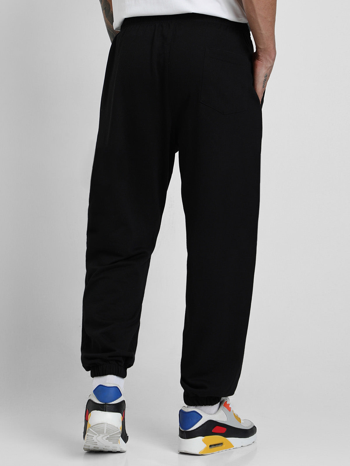 Black Solid Baggy Fit Joggers