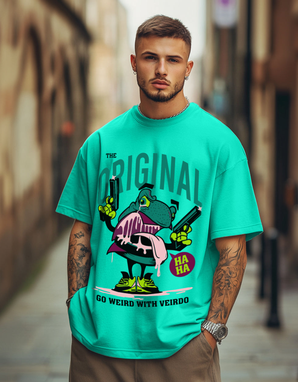 Originals Green Oversized Chest Graphic Printed T-shirt