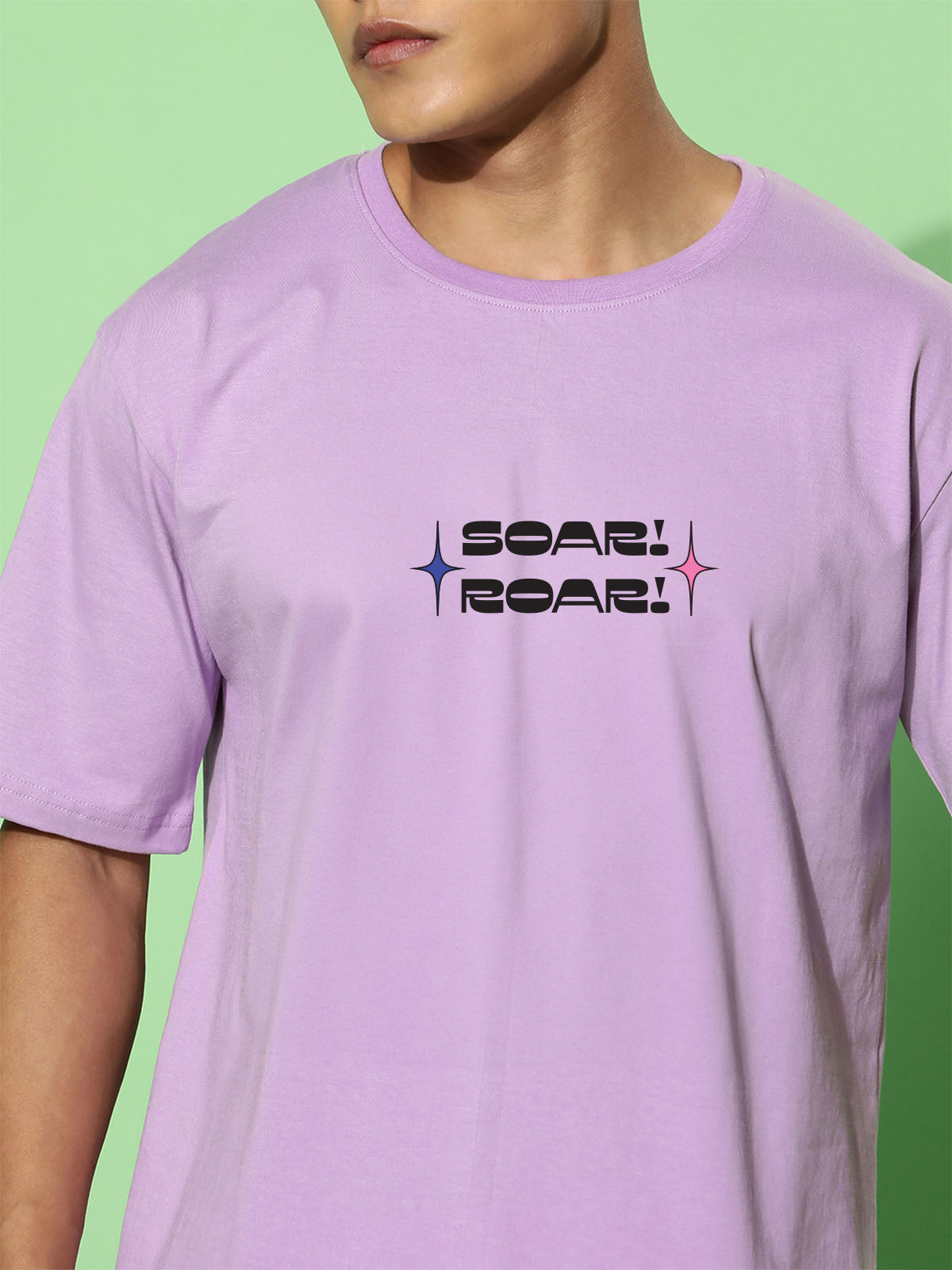 Sour Roar Lilac Oversized Printed T-shirt