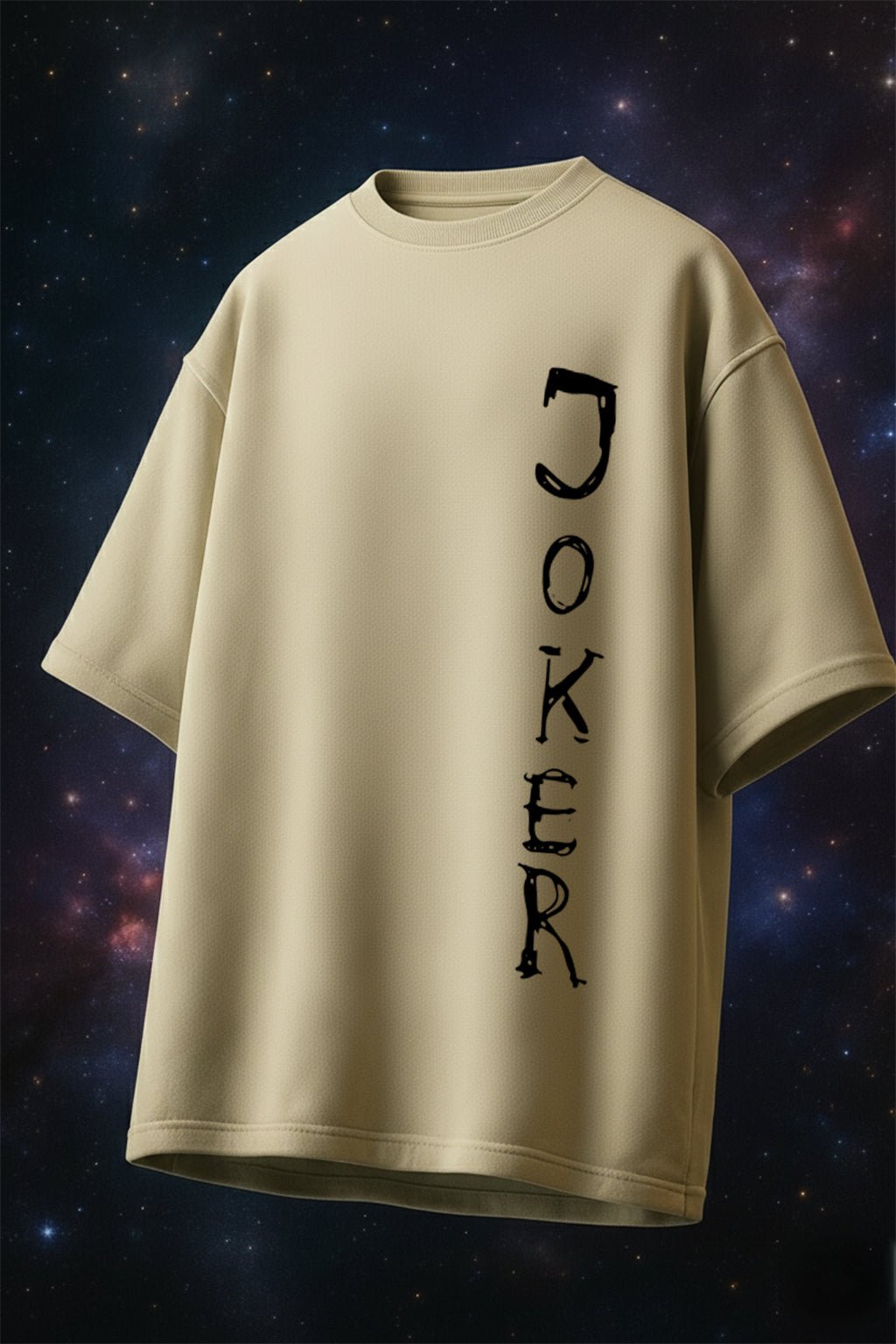 JOKER Beige Oversized Puff Printed Exclusive T-shirt