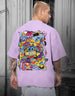 Doodle Lilac Oversized Back Graphic Printed T-shirt