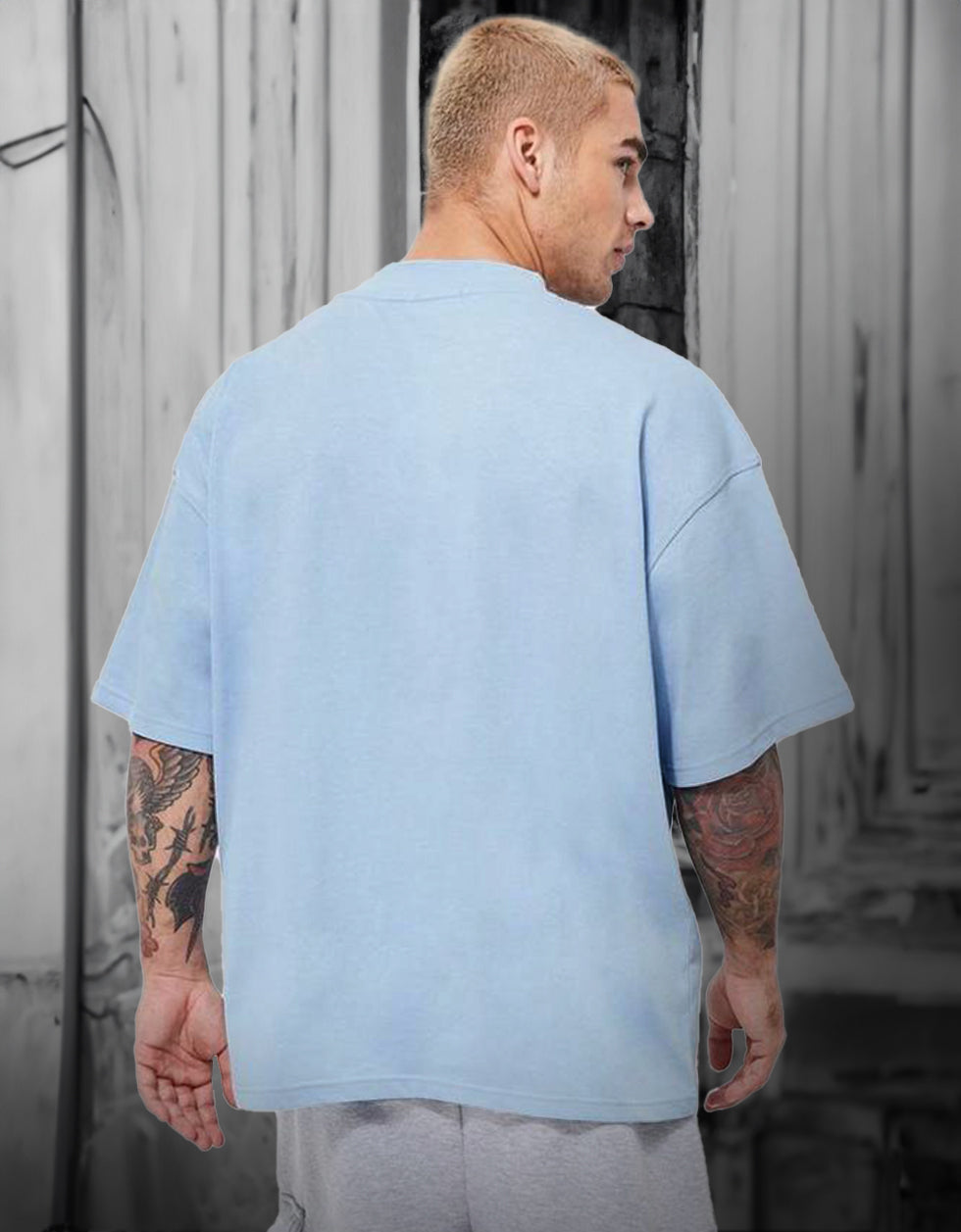Blue Frog Oversized Chest Graphic Printed T-shirt