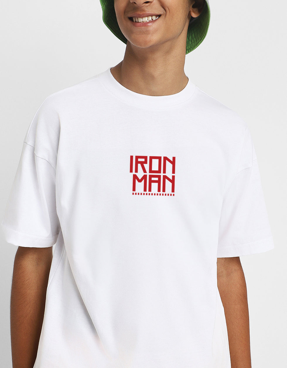 Ironman White Oversized Graphic Back Printed Boys T-shirt