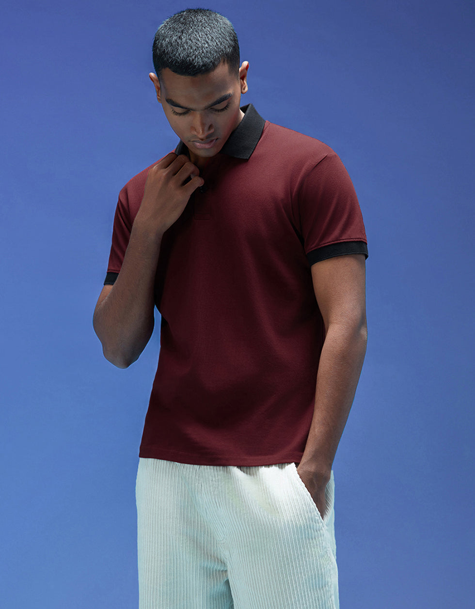 Maroon Cotton Polo T-shirt