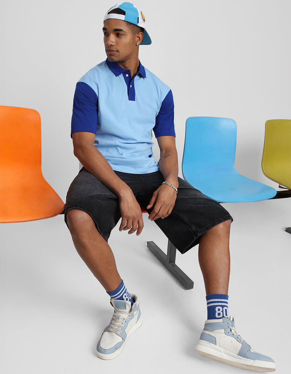 Bear Blue Oversized Exclusive Polo T-shirt