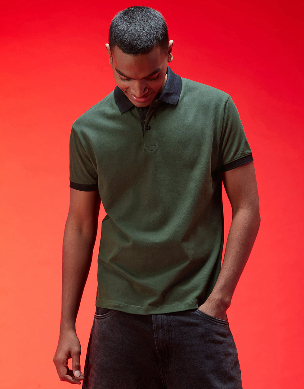 Olive Cotton Polo T-shirt