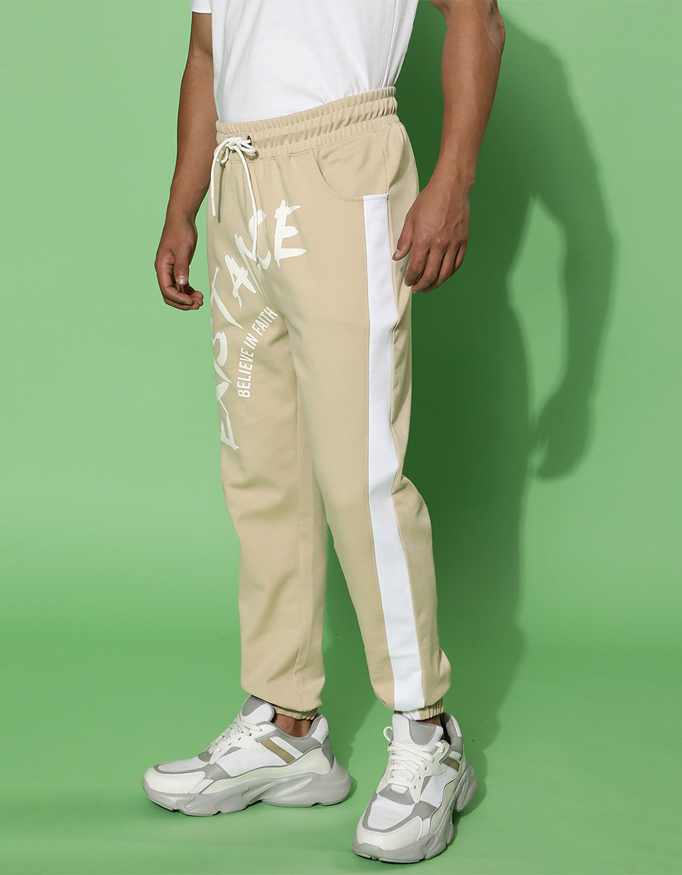 Beige Graphic Printed Track Pant