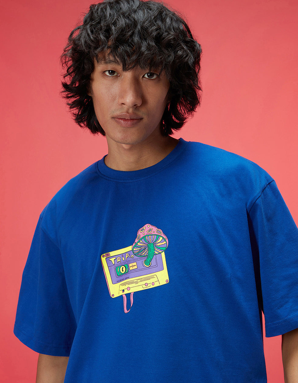 Tripin Royal Blue Oversized Printed Exclusive T-shirt