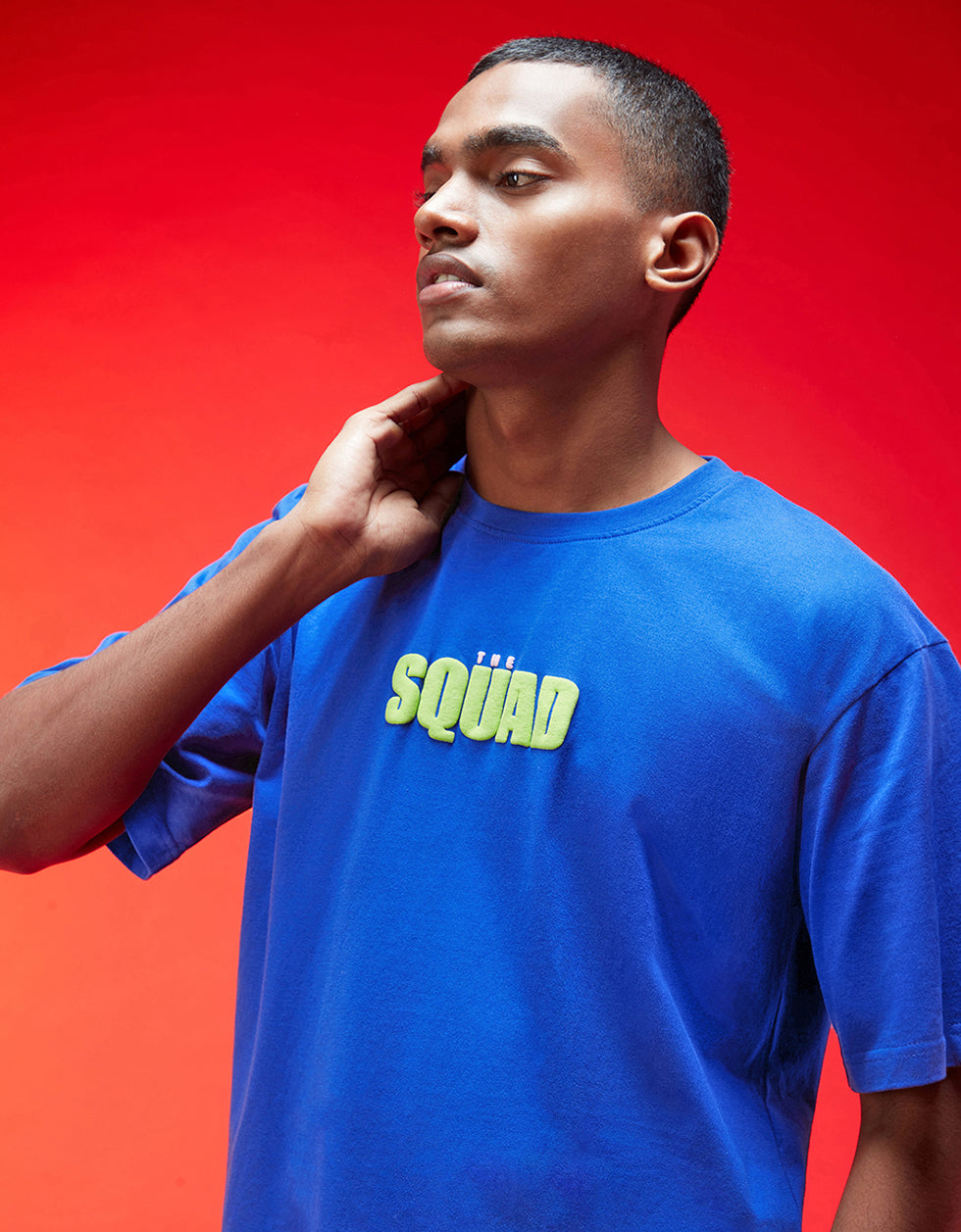 Squad Royal Blue Oversized Puff Printed Exclusive T-shirt